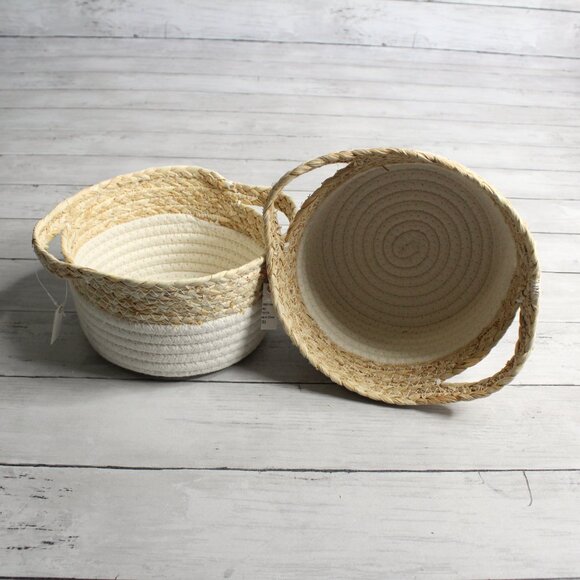 Woven Rope Basket White Natural with Handles - Picture 5 of 5